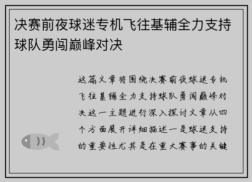 决赛前夜球迷专机飞往基辅全力支持球队勇闯巅峰对决