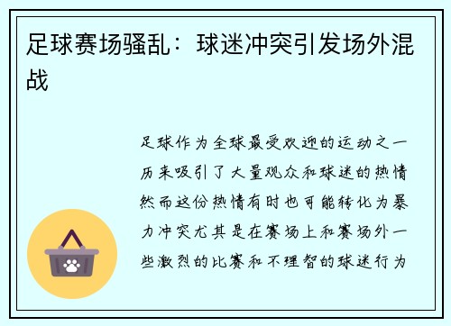足球赛场骚乱：球迷冲突引发场外混战